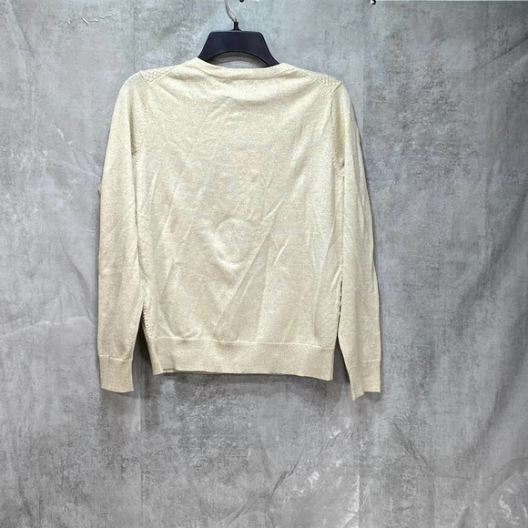 Charter Club Women's Gold Dust Textured Lurex Crewneck Button-Front Cardigan SZM - Picture 2 of 6